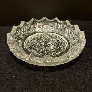 Vintage EAPG Clear Glass Trinket Dish Scalloped Edge Bowl, Ashtray